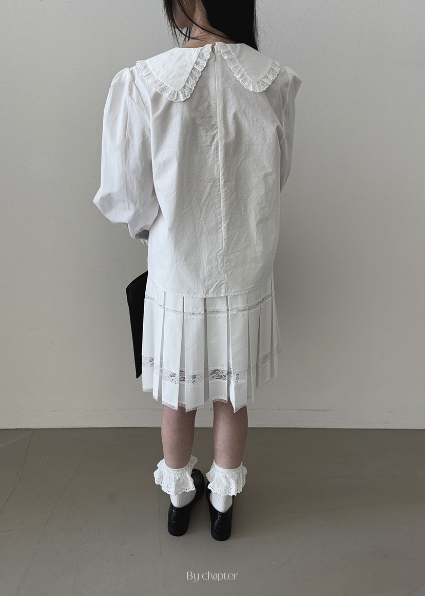 BY CHAPTER韓國直郵女裝新款推薦真品25春夏襯衫蕾絲衫蕾絲Chapter襯衫/蕾絲衫