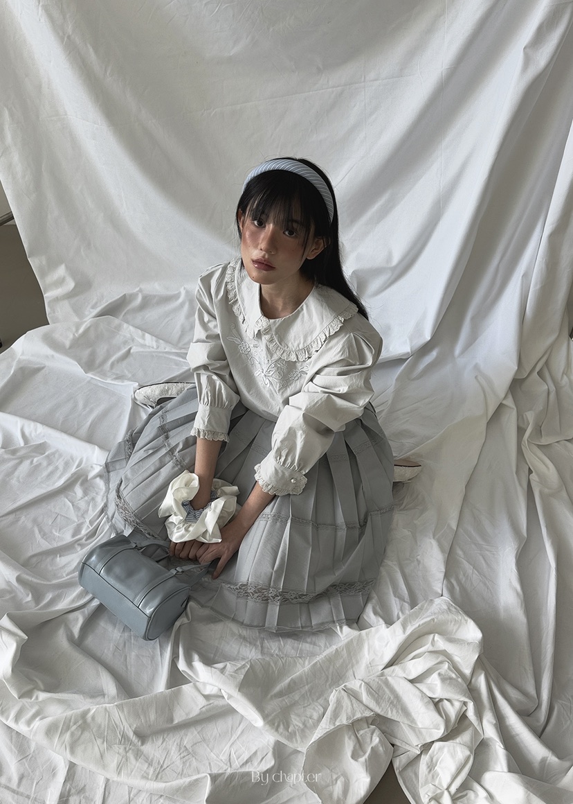 BY CHAPTER韓國直郵女裝新款推薦真品25春夏襯衫蕾絲衫蕾絲Chapter襯衫/蕾絲衫