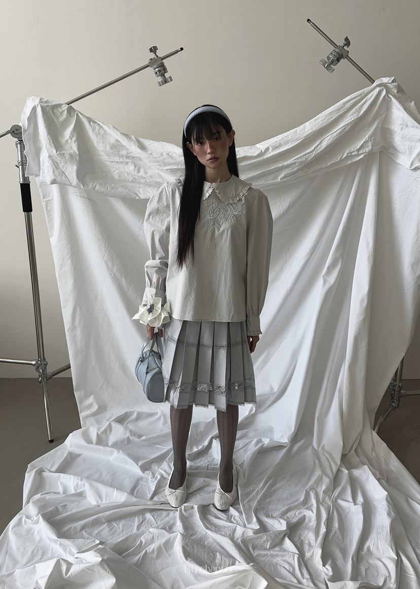 BY CHAPTER韓國直郵女裝新款推薦真品25春夏襯衫蕾絲衫蕾絲Chapter襯衫/蕾絲衫