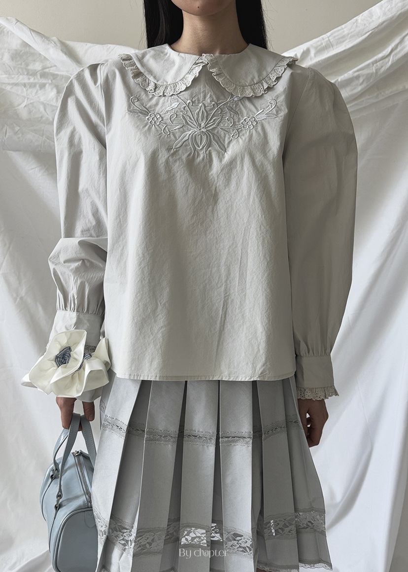BY CHAPTER韓國直郵女裝新款推薦真品25春夏襯衫蕾絲衫蕾絲Chapter襯衫/蕾絲衫
