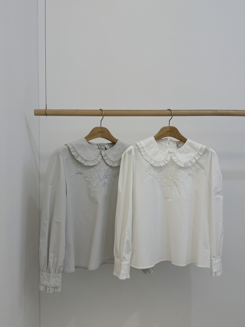 BY CHAPTER韓國直郵女裝新款推薦真品25春夏襯衫蕾絲衫蕾絲Chapter襯衫/蕾絲衫