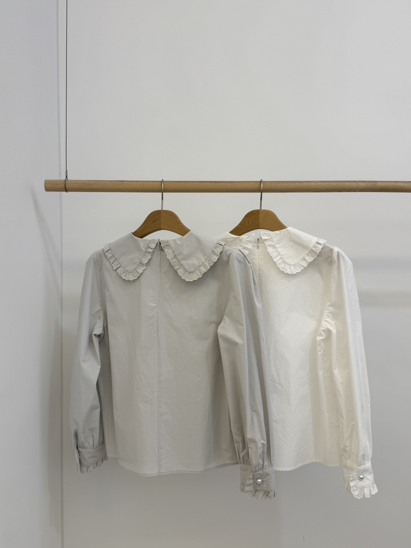 BY CHAPTER韓國直郵女裝新款推薦真品25春夏襯衫蕾絲衫蕾絲Chapter襯衫/蕾絲衫