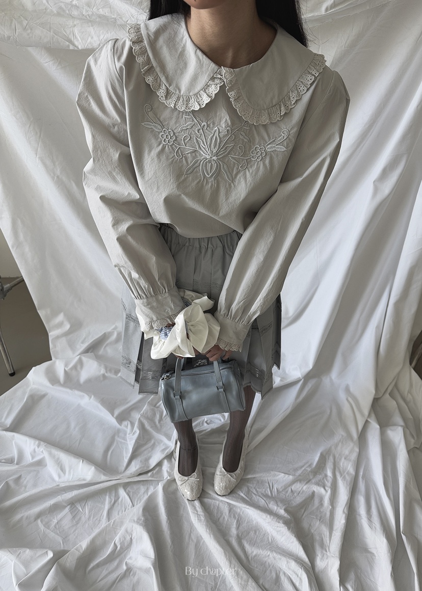 BY CHAPTER韓國直郵女裝新款推薦真品25春夏襯衫蕾絲衫蕾絲Chapter襯衫/蕾絲衫圖色2