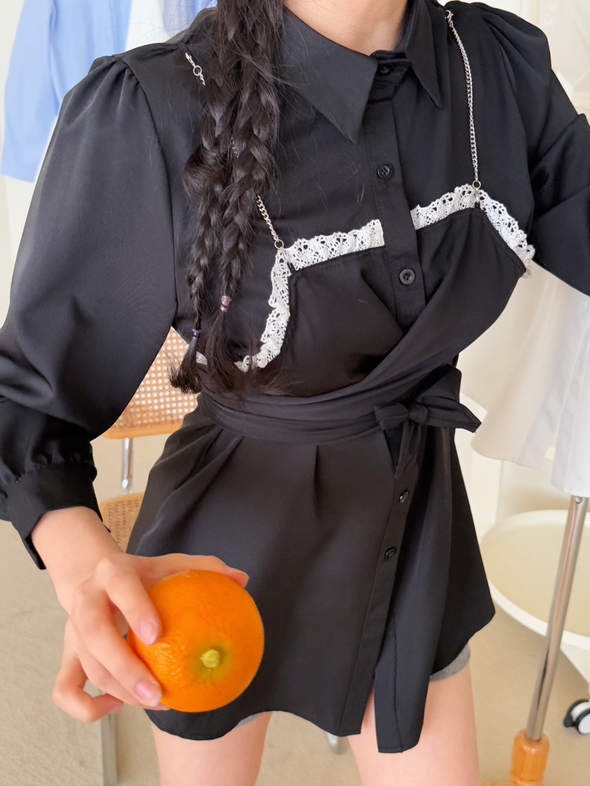 AVEC-OT韓國直郵東大門代購女裝新款25春夏推薦襯衫蕾絲衫AVEC-OT襯衫/蕾絲衫