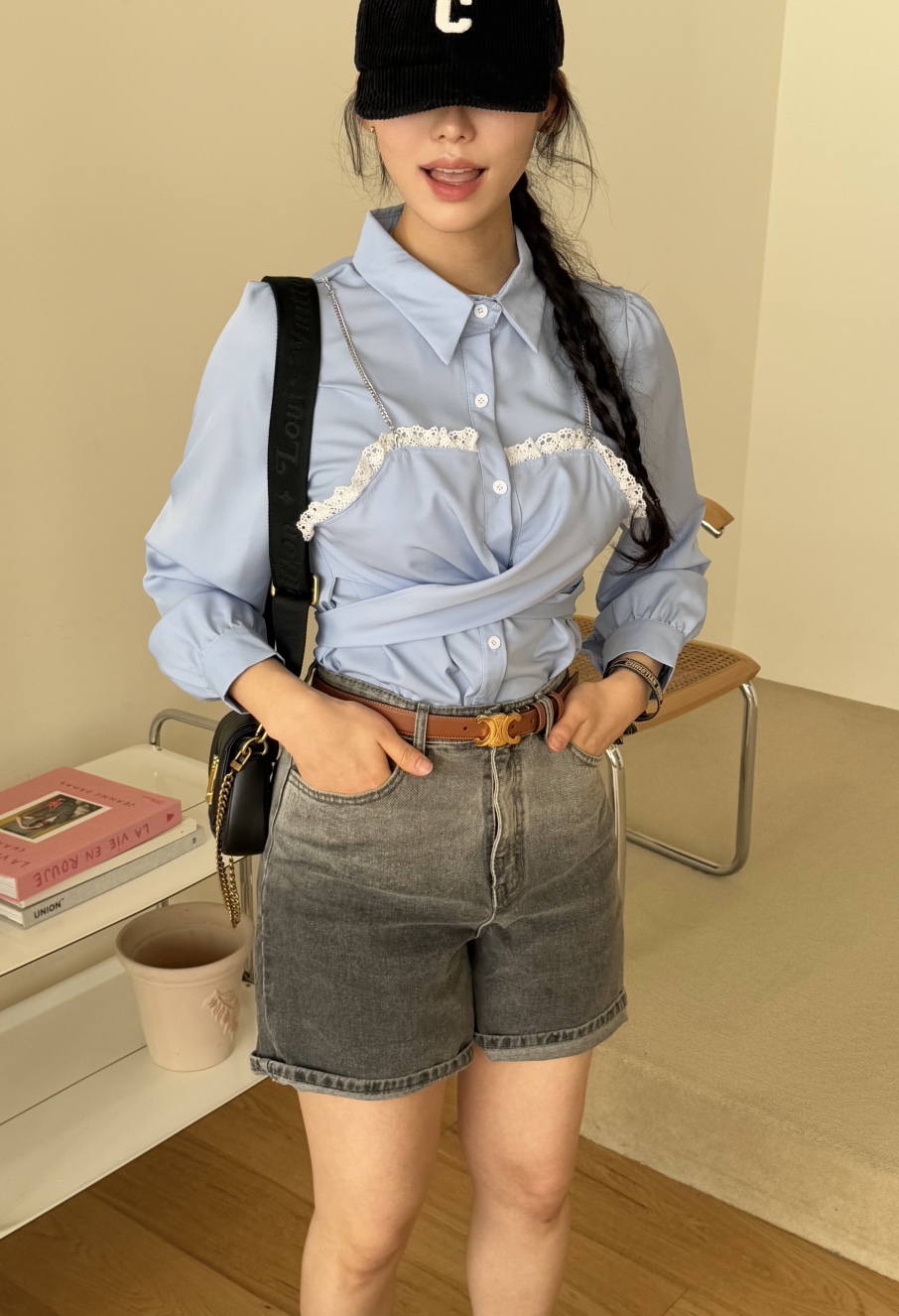 AVEC-OT韓國直郵東大門代購女裝新款25春夏推薦襯衫蕾絲衫AVEC-OT襯衫/蕾絲衫