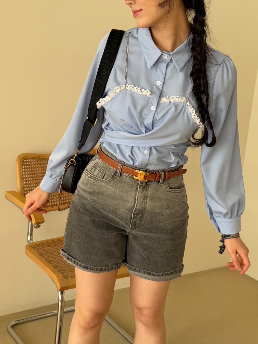 AVEC-OT韓國直郵東大門代購女裝新款25春夏推薦襯衫蕾絲衫AVEC-OT襯衫/蕾絲衫