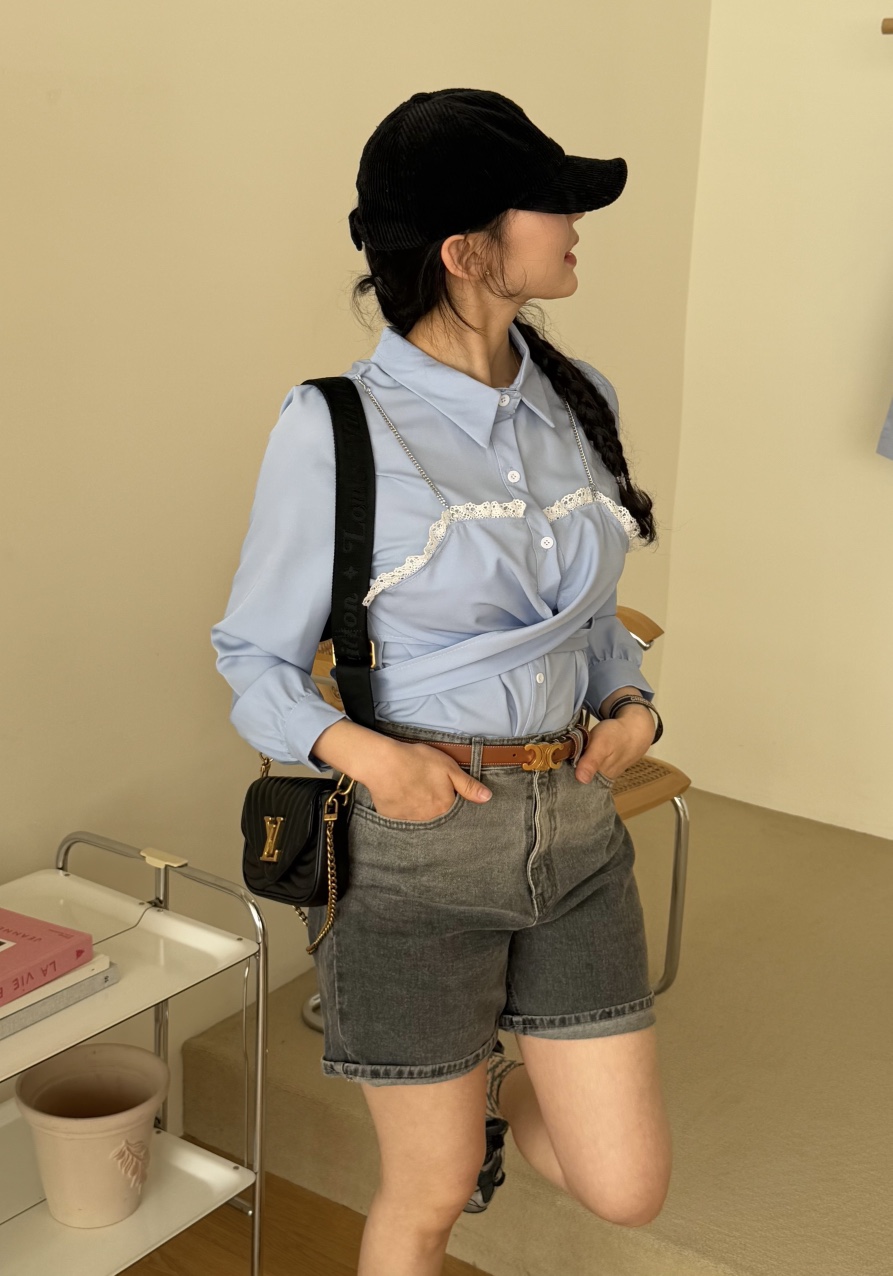 AVEC-OT韓國直郵東大門代購女裝新款25春夏推薦襯衫蕾絲衫AVEC-OT襯衫/蕾絲衫