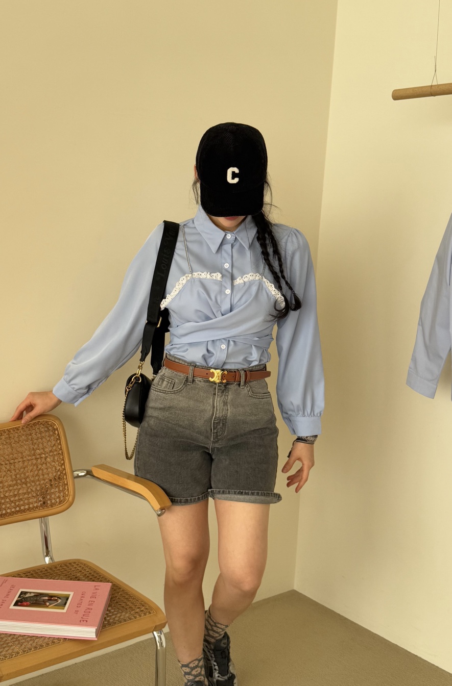 AVEC-OT韓國直郵東大門代購女裝新款25春夏推薦襯衫蕾絲衫AVEC-OT襯衫/蕾絲衫