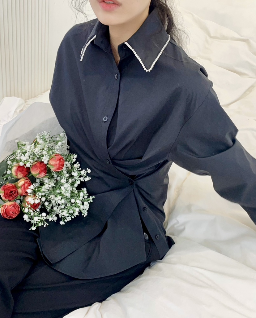 AVEC-OT韓國直郵東大門代購女裝新品25春夏職業襯衫蕾絲衫AVEC-OT襯衫/蕾絲衫