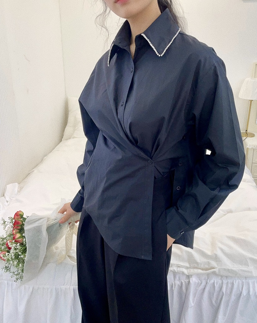 AVEC-OT韓國直郵東大門代購女裝新品25春夏職業襯衫蕾絲衫AVEC-OT襯衫/蕾絲衫