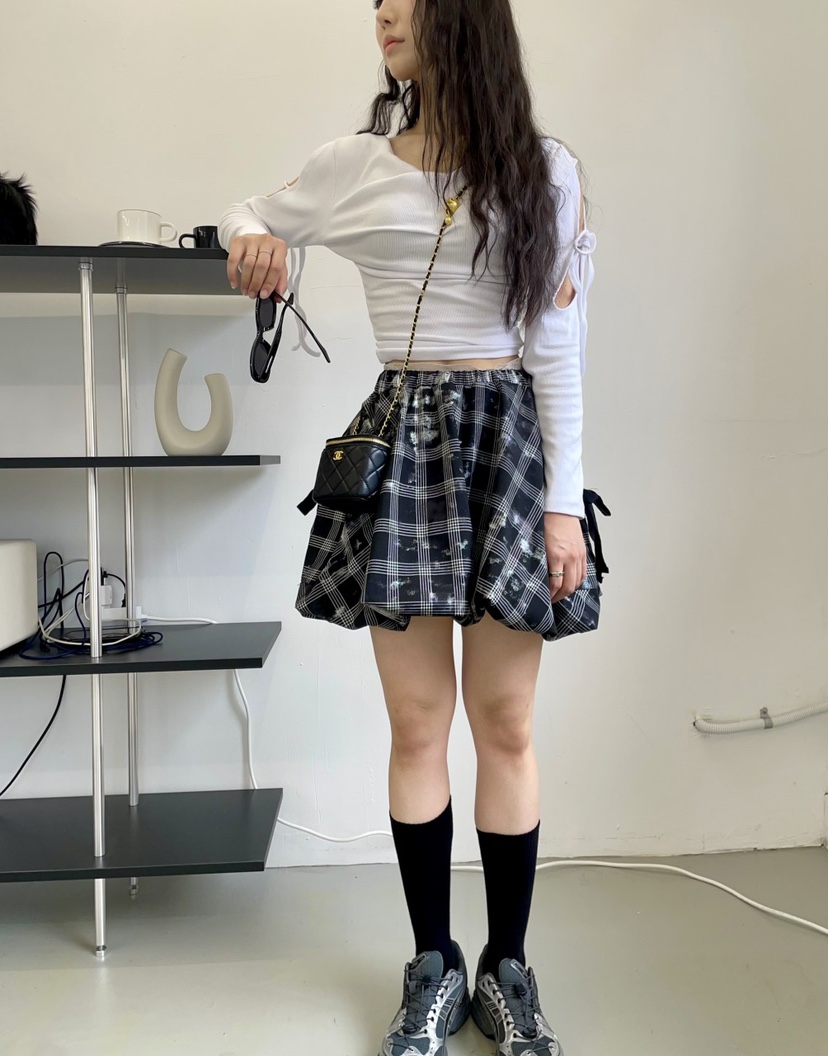 AVEC-OT韓國直郵東大門實拍女裝新款熱賣25春夏職業短裙格紋EIGHTGLOW短裙