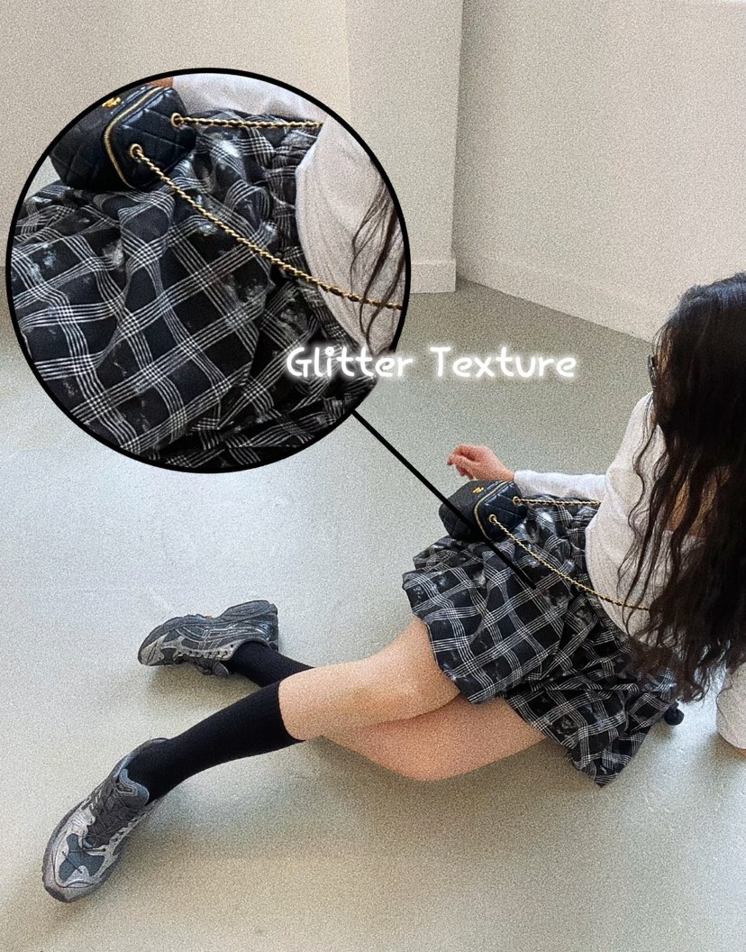 AVEC-OT韓國直郵東大門實拍女裝新款熱賣25春夏職業短裙格紋EIGHTGLOW短裙