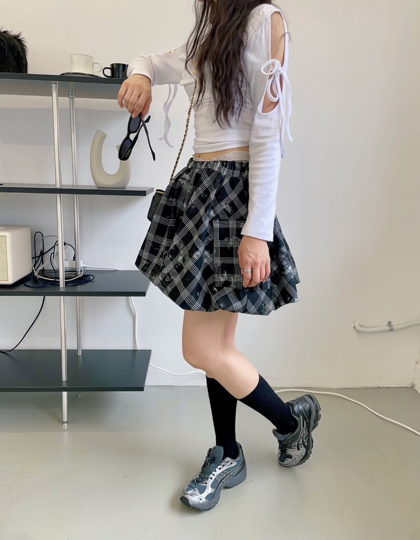 AVEC-OT韓國直郵東大門實拍女裝新款熱賣25春夏職業短裙格紋EIGHTGLOW短裙