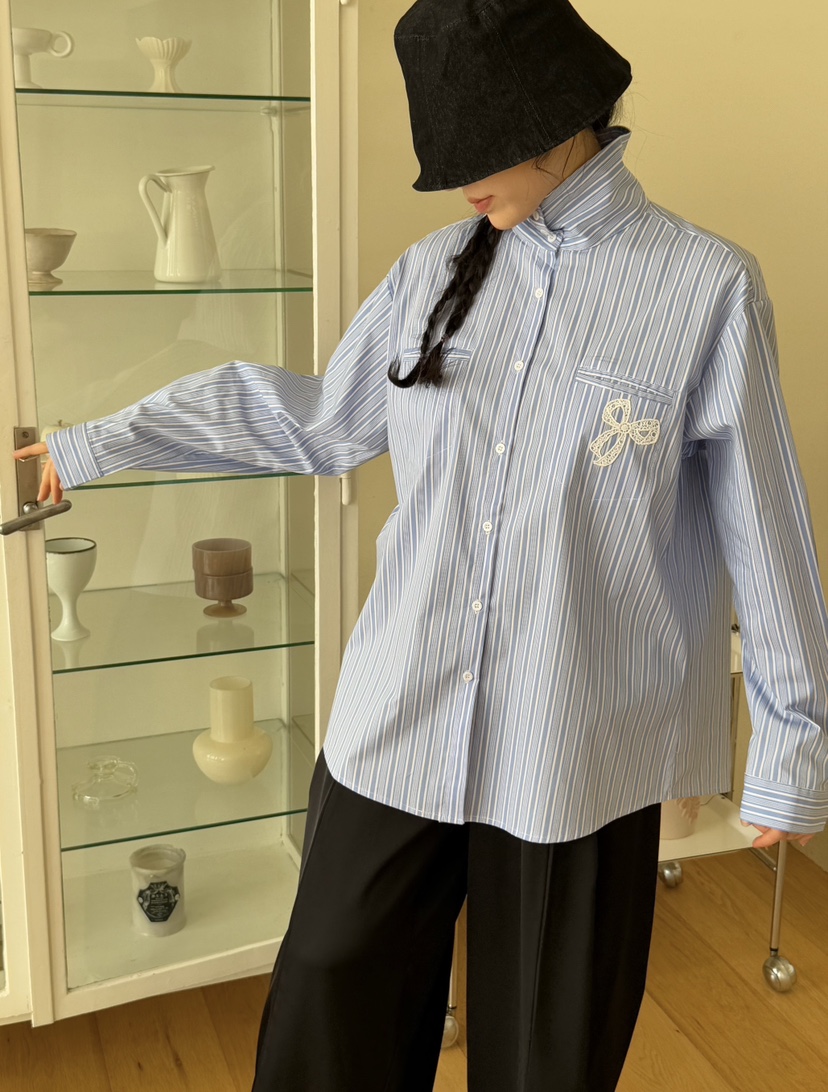 AVEC-OT直郵韓國代購女裝新款真品人氣職業襯衫蕾絲衫高領AVEC-OT襯衫/蕾絲衫