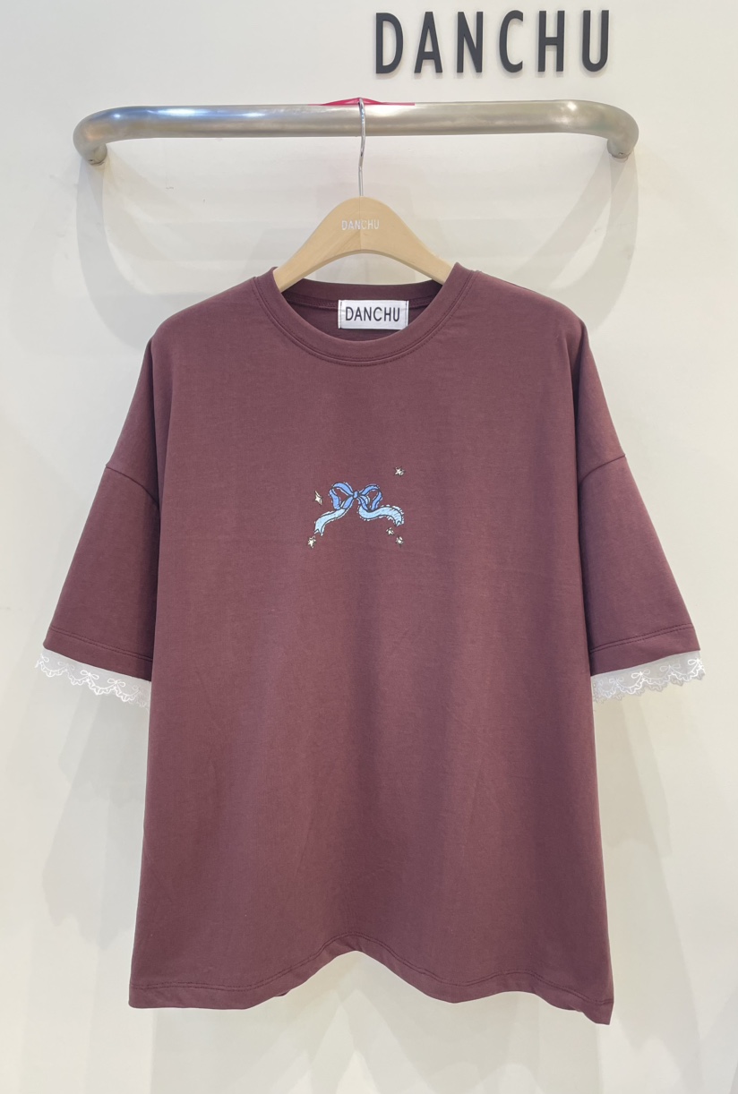 DANCHU韓國直郵女裝新品25春夏人氣推薦職業熱賣時尚T恤蝴蝶結DANCHUT恤圖色3