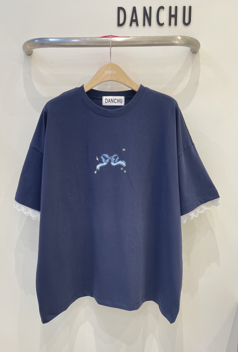 DANCHU韓國直郵女裝新品25春夏人氣推薦職業熱賣時尚T恤蝴蝶結DANCHUT恤圖色4