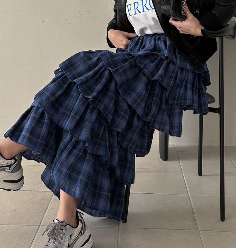 LEA/ASHER-J韓國直郵女裝新品職業推薦真品熱賣人氣長裙格紋PitaPat長裙