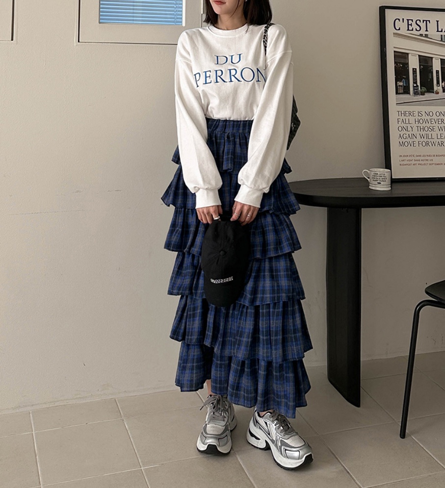 LEA/ASHER-J韓國直郵女裝新品職業推薦真品熱賣人氣長裙格紋PitaPat長裙