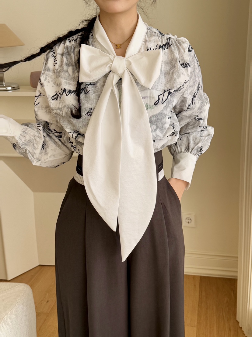AVEC-OT韓國直郵女裝新款熱賣25春夏休閑真品時尚襯衫蕾絲衫AVEC-OT襯衫/蕾絲衫