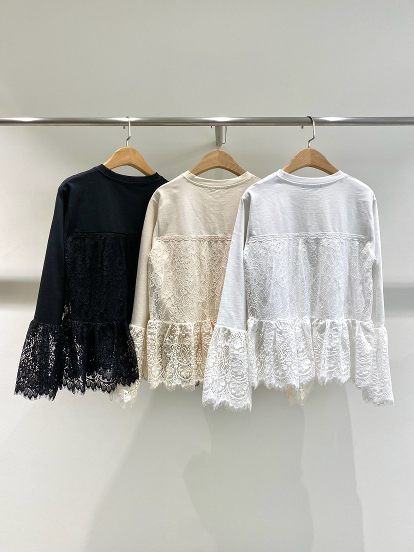 1968韓國㊣直郵東大門代購女裝新款人氣時尚長袖T恤蕾絲雙層1968/YEOUYA長袖T恤