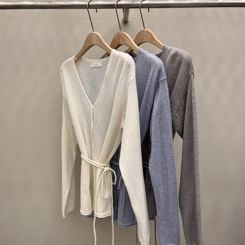 EOOB/LAMEREI韓國㊣直郵東大門代購女裝新品25春夏針織衫含腰繩開衫綁帶EOOB/LAMEREI針織衫