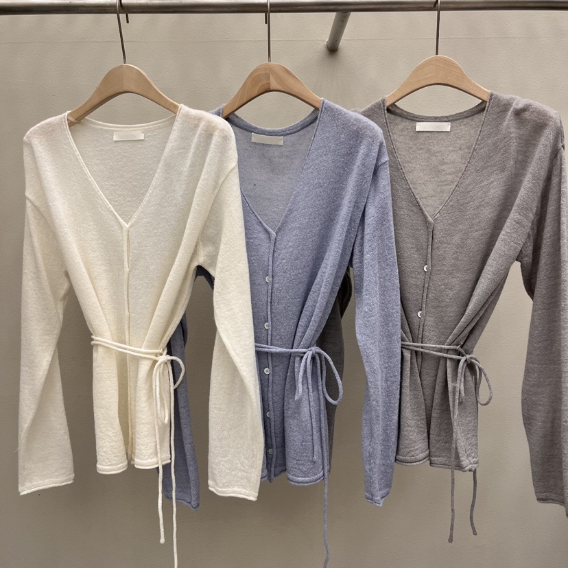 EOOB/LAMEREI韓國㊣直郵東大門代購女裝新品25春夏針織衫含腰繩開衫綁帶EOOB/LAMEREI針織衫