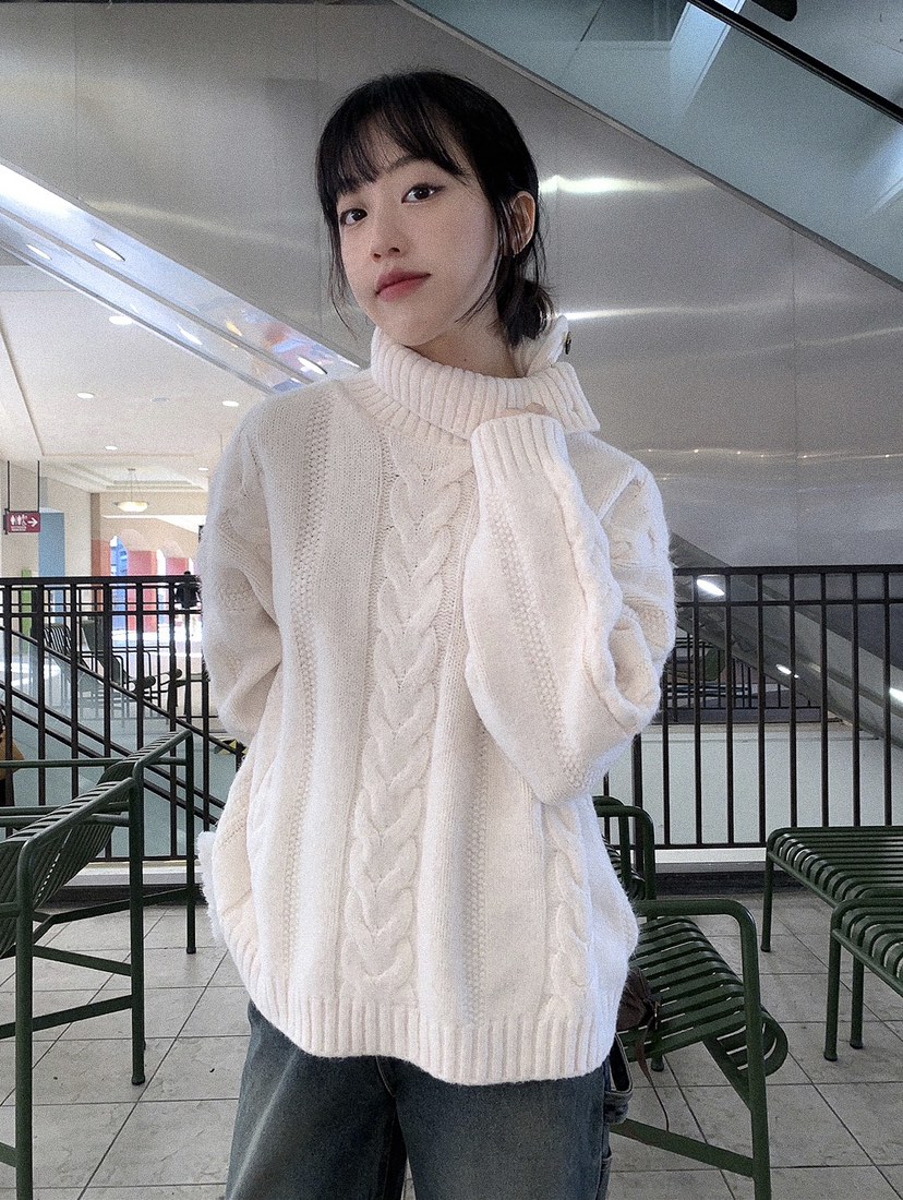 BONHEUR韓國直郵㊣東大門實拍女裝新品推薦人氣職業毛衣高領BONHEUR-2件起毛衣