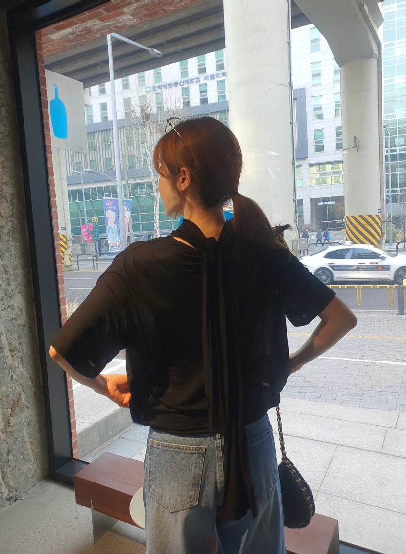 GENTLE B直郵韓國代購㊣女裝新款職業熱賣推薦T恤含脖帶天絲GENTLE B/LOVENTINAT恤