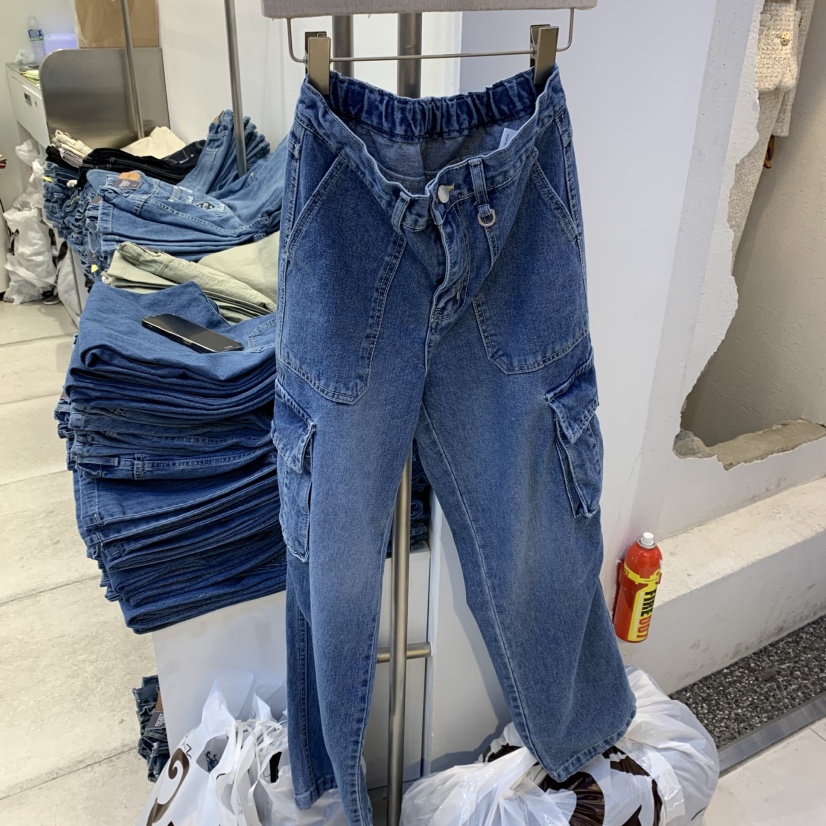 POCKET-Q直郵韓國代購㊣女裝新品熱賣時尚休閑人氣25春夏牛仔褲POCKET-Q牛仔褲圖色1