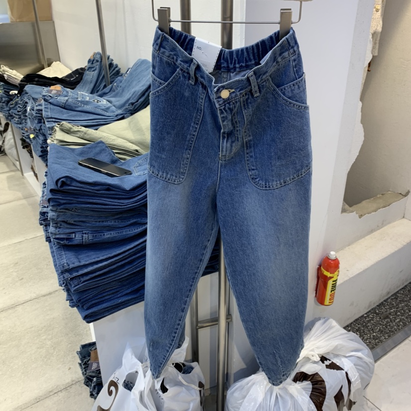 POCKET-Q韓國㊣直郵東大門代購女裝新品職業熱賣人氣牛仔褲POCKET-Q牛仔褲圖色1