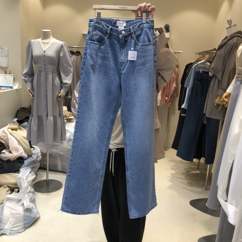 空韓國直郵㊣東大門實拍女裝新品時尚人氣牛仔褲水洗牛仔布HANNA21牛仔褲