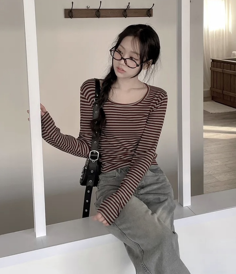 EOMPIT韓國直郵㊣女裝新款25春夏職業熱賣休閑人氣推薦長袖T恤EOMPIT長袖T恤