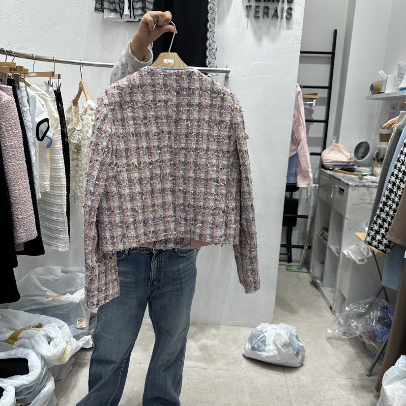 TERAIS韓國直郵㊣東大門實拍女裝新品25春夏夾克粗花呢綁帶TERAIS夾克
