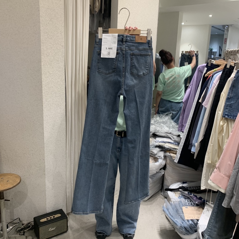 SSEMIENNE韓國㊣直郵東大門代購女裝新款休閑推薦牛仔褲喇叭SSENIQUE牛仔褲