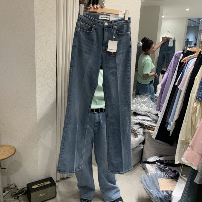 SSEMIENNE韓國㊣直郵東大門代購女裝新款休閑推薦牛仔褲喇叭SSENIQUE牛仔褲圖色1