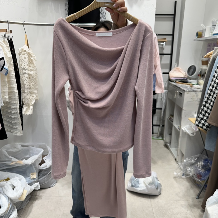 TERAIS韓國直郵㊣女裝新款25春夏職業熱賣休閑人氣長袖T恤褶皺TERAIS長袖T恤
