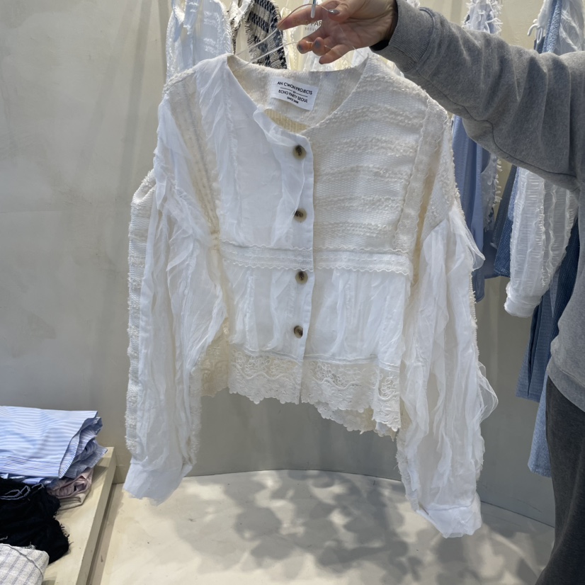 ECHOPARTY韓國㊣直郵東大門代購女裝新品熱賣25春夏襯衫蕾絲衫ECHOPARTY襯衫/蕾絲衫