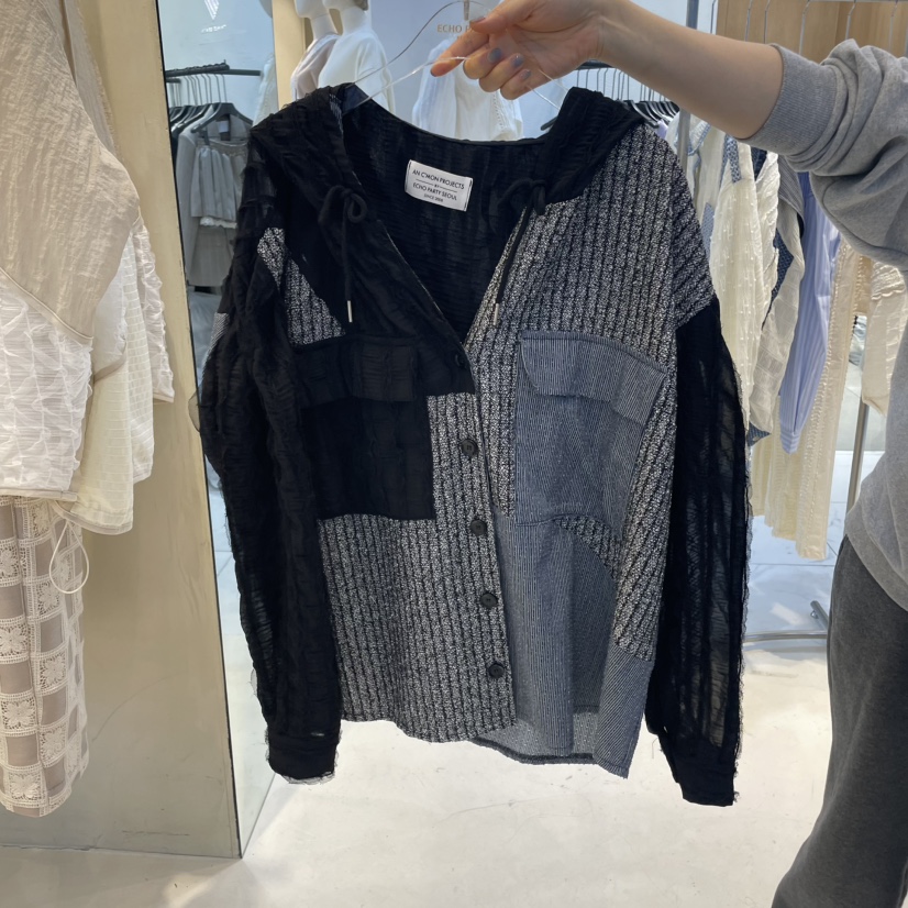 ECHOPARTY韓國直郵㊣東大門實拍女裝新品職業襯衫蕾絲衫連帽ECHOPARTY襯衫/蕾絲衫圖色2