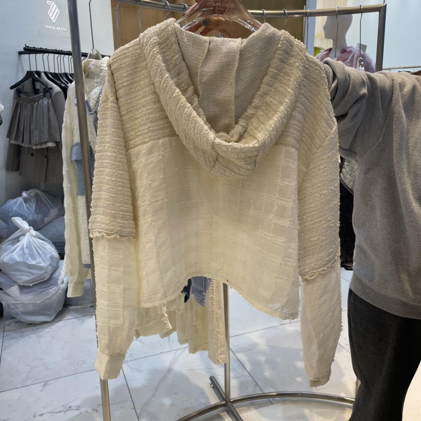 ECHOPARTY韓國直郵㊣女裝新品25春夏時尚職業襯衫蕾絲衫連帽ECHOPARTY襯衫/蕾絲衫