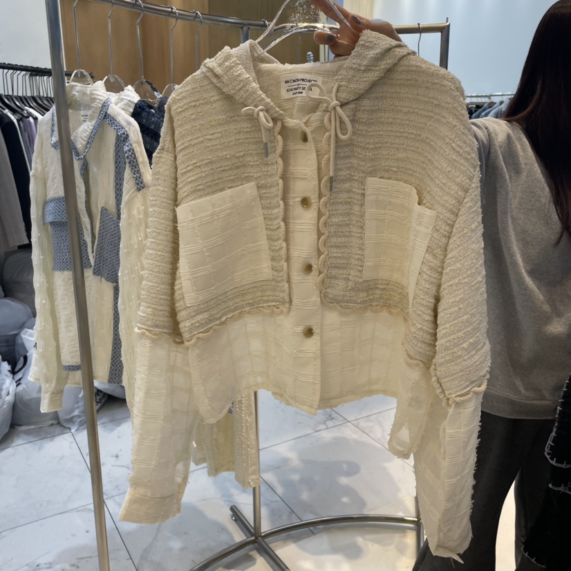 ECHOPARTY韓國直郵㊣女裝新品25春夏時尚職業襯衫蕾絲衫連帽ECHOPARTY襯衫/蕾絲衫圖色2