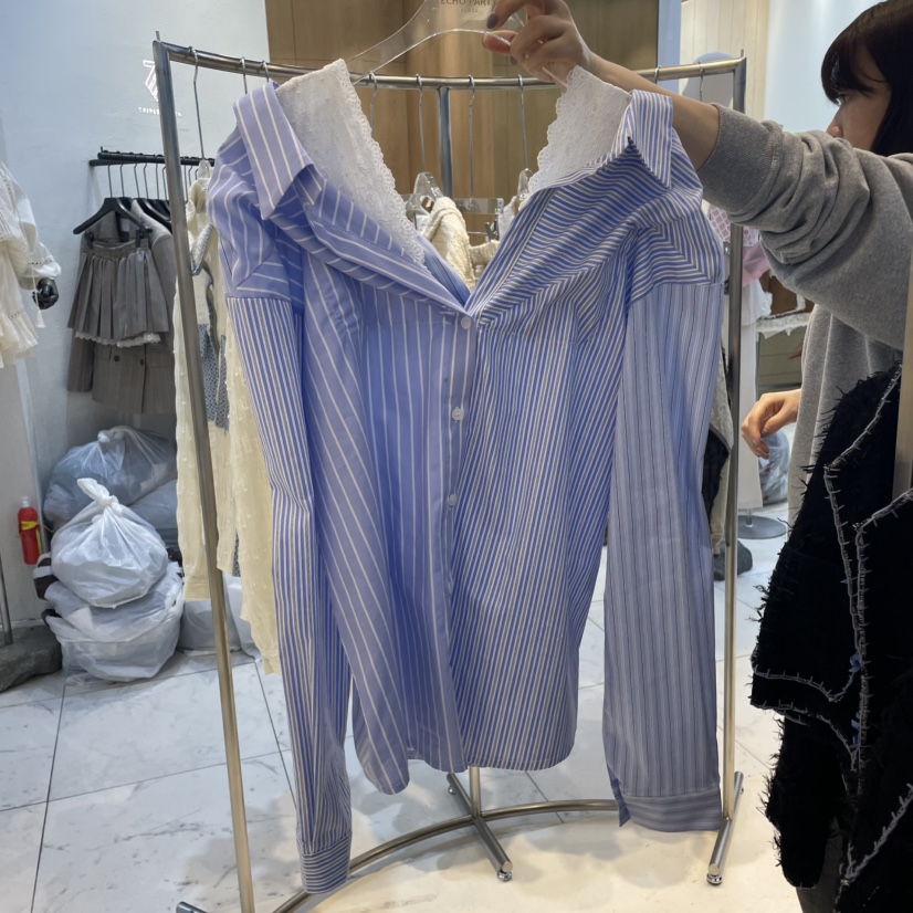 ECHOPARTY直郵韓國代購㊣女裝新品熱賣職業時尚推薦襯衫蕾絲衫ECHOPARTY襯衫/蕾絲衫圖色2