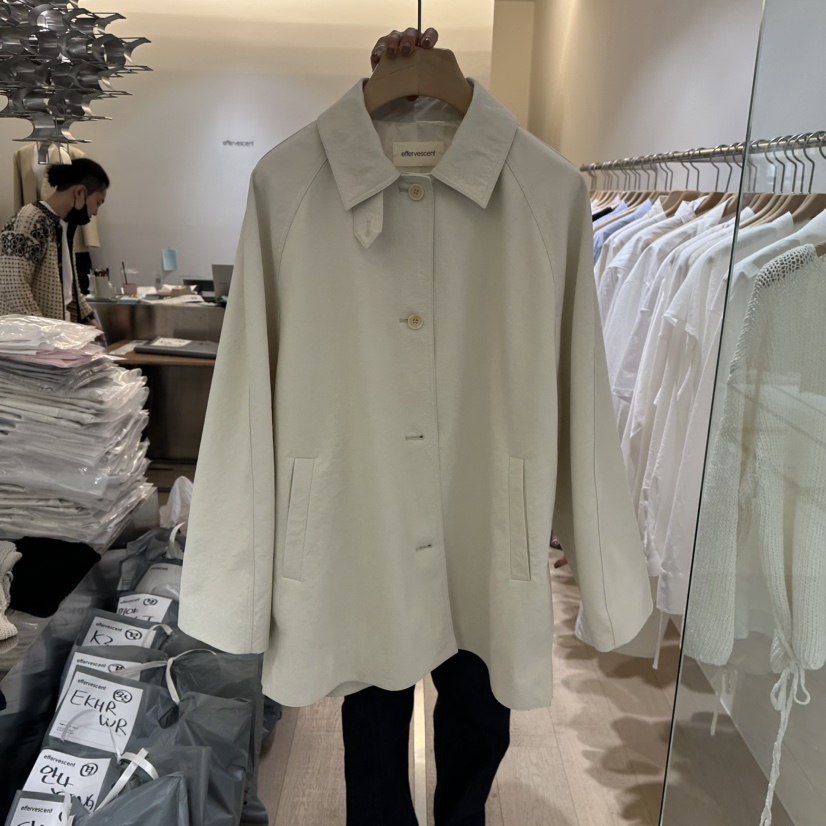 EFFERVESCENT韓國直郵㊣東大門實拍女裝新品推薦25春夏長款風衣evc/effervescent長款風衣圖色1
