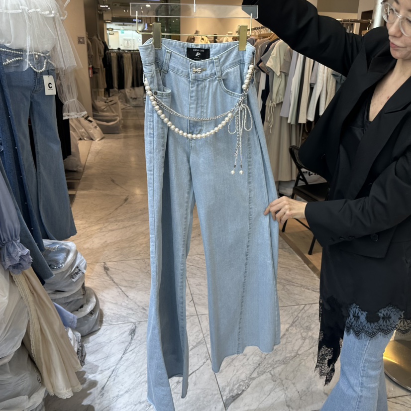 CHEAP-CHIC直郵韓國代購㊣女裝新品25春夏人氣牛仔褲不含腰帶CHEAP-CHIC/CHARLES THE SECOND牛仔褲圖色1