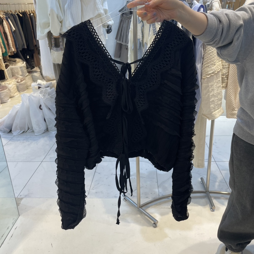 ECHOPARTY韓國㊣直郵東大門代購女裝新款時尚休閑襯衫蕾絲衫ECHOPARTY襯衫/蕾絲衫圖色2