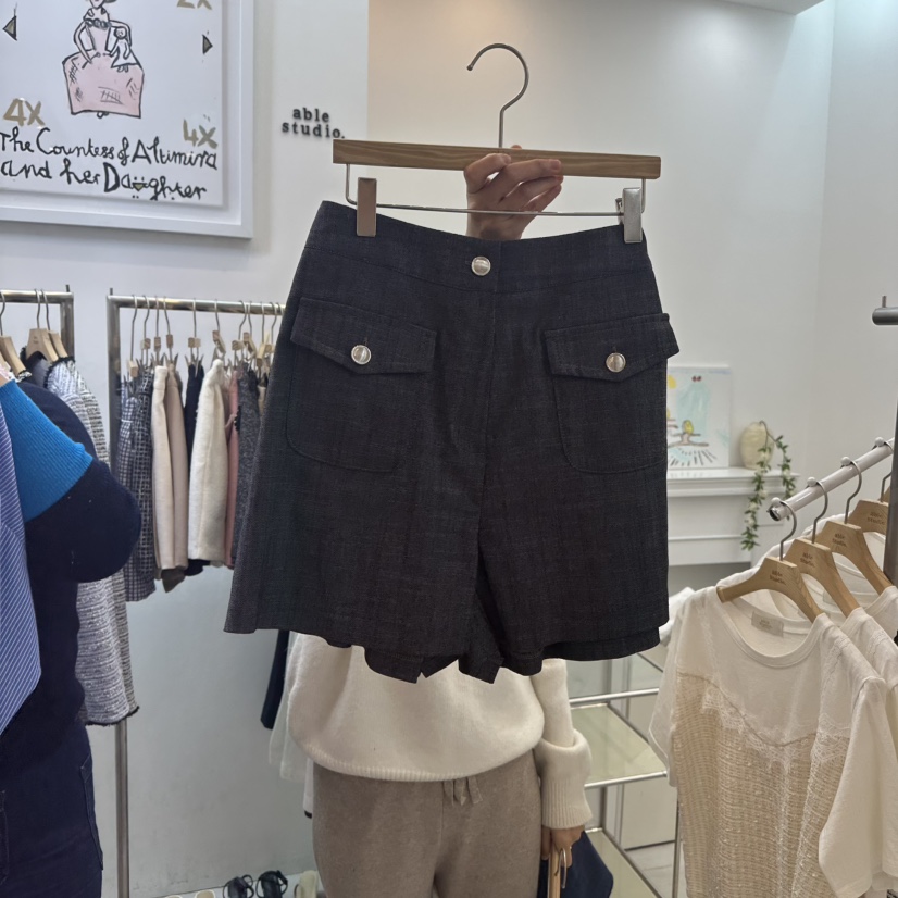 ABLESTUDIO直郵韓國代購㊣女裝新款熱賣推薦職業時尚短褲口袋LIMED SPRUCE短褲圖色2
