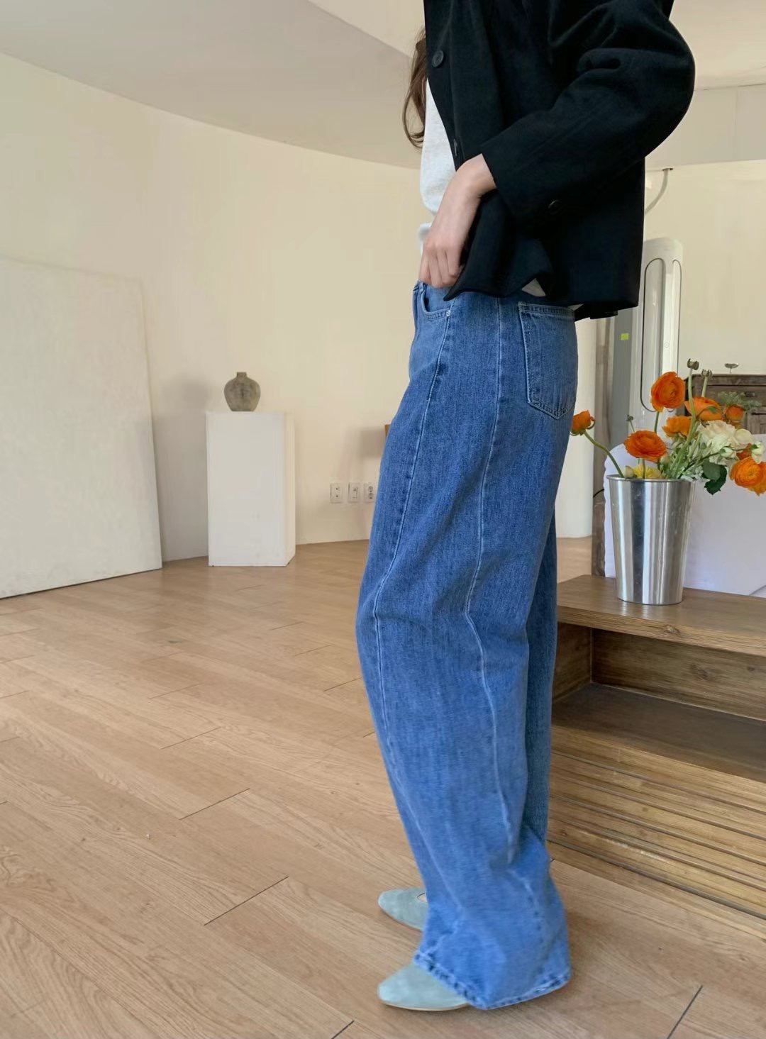 POMELO韓國代購女裝新款真品推薦熱賣職業時尚25春夏牛仔褲POMELO牛仔褲