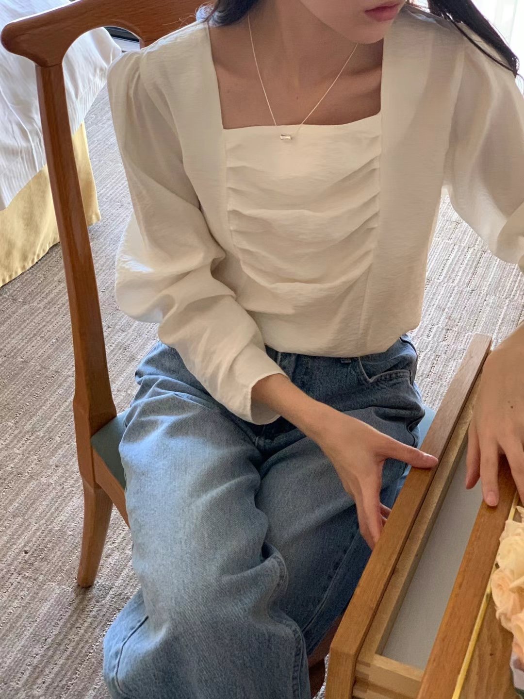 BASIC FEMME-베이직팜므-OT東大門代購女裝新款25春夏襯衫蕾絲衫BASIC FEMME襯衫/蕾絲衫