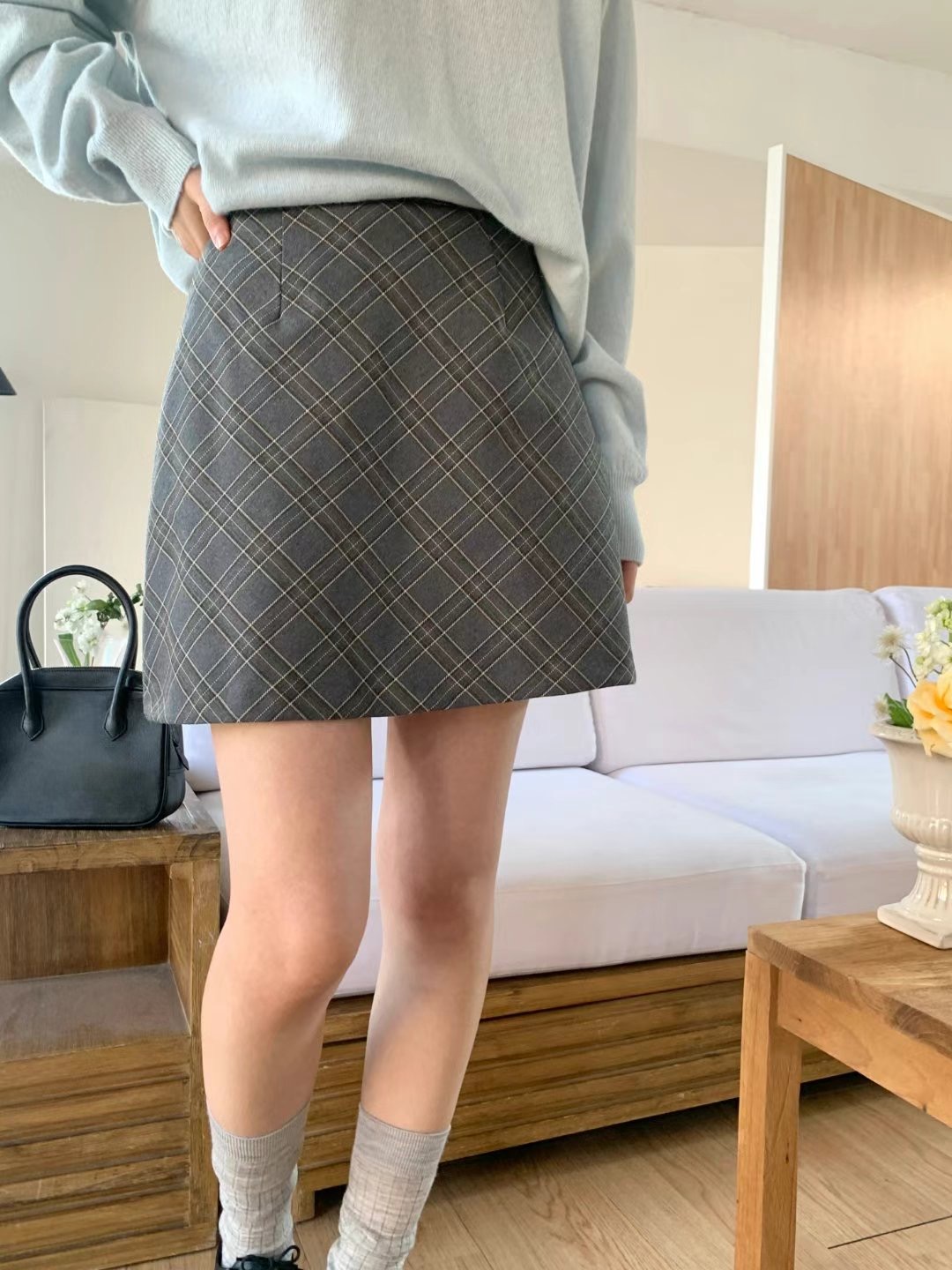 POMELO東大門代購女士新款人氣熱賣25春夏推薦短裙格紋半身裙POMELO短裙