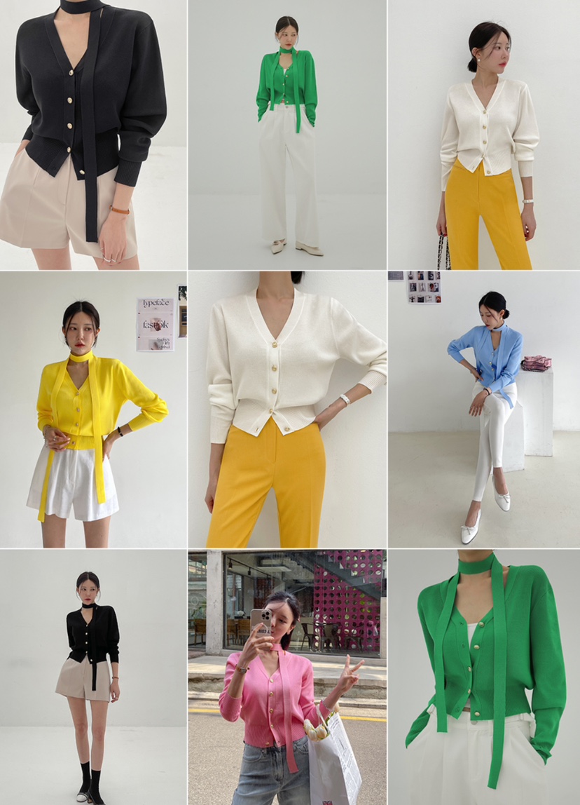 LEA/ASHER-J韓國直郵㊣東大門實拍女裝新品推薦針織衫含脖帶開衫PitaPat針織衫