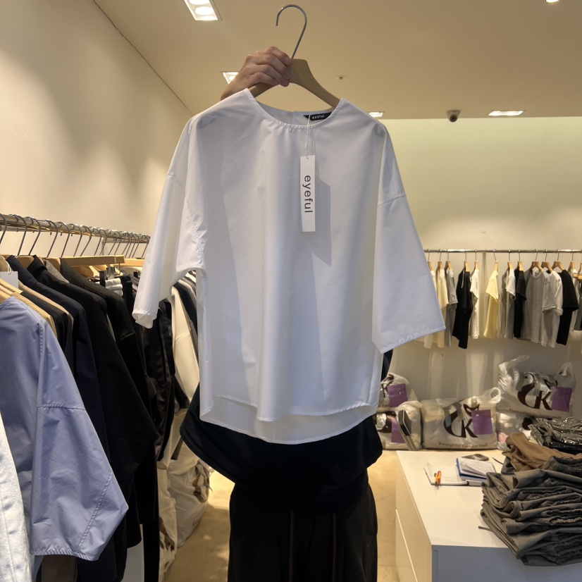 EYEFUL-Q韓國直郵㊣女裝新款25春夏人氣休閑職業襯衫蕾絲衫eyeful襯衫/蕾絲衫圖色1